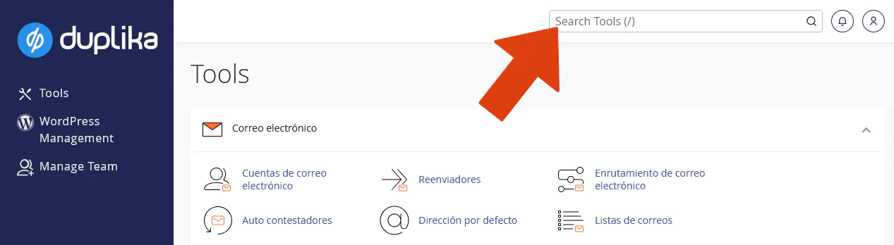 Cpanel buscador herramientas