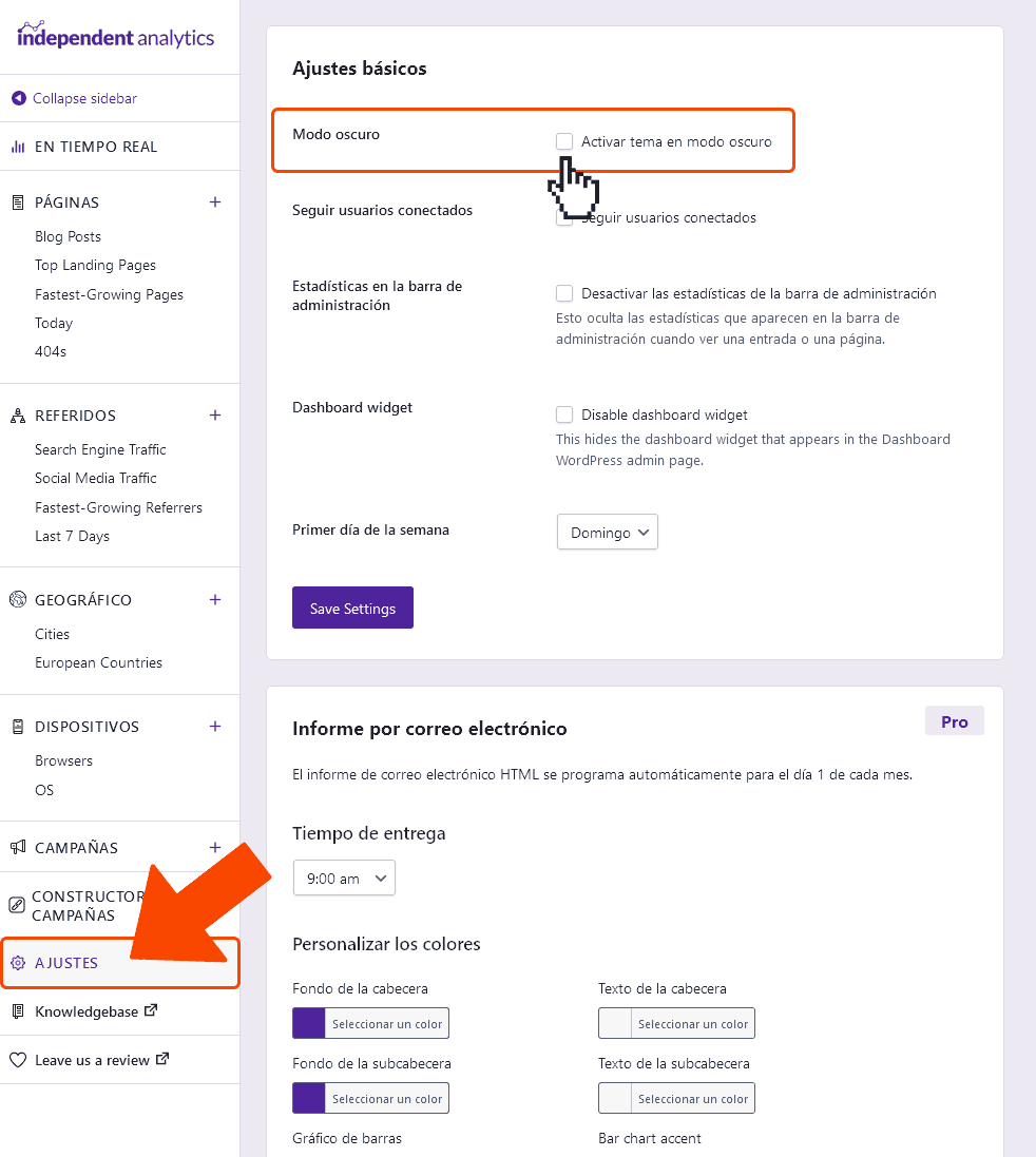 Independent Analytics Modo Oscuro