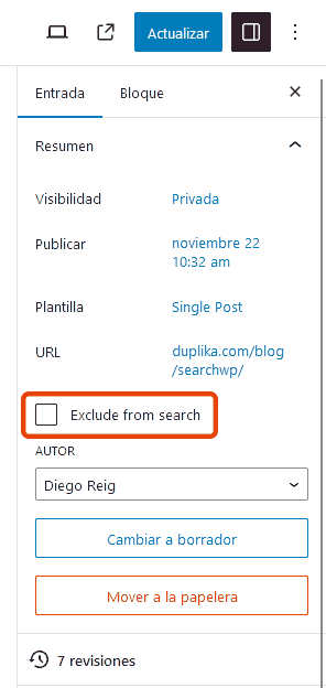 Ocultar Entradas Paginas Especificas