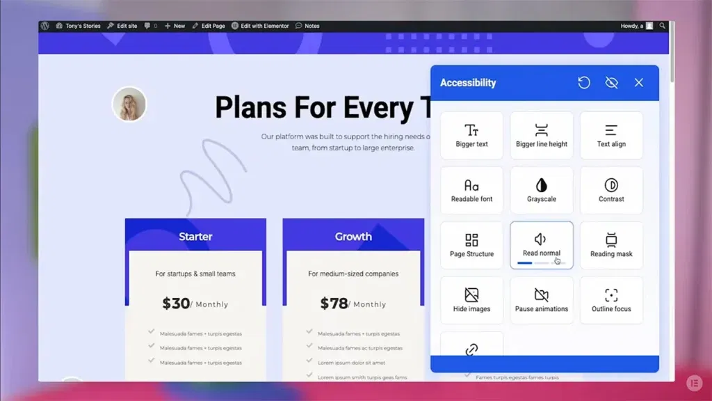 Elementor q2 lector de pantalla