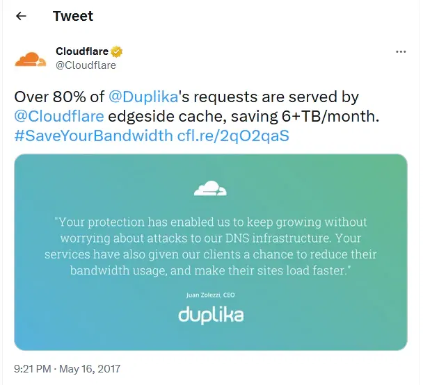 Cloudflare hosting tweet.webp